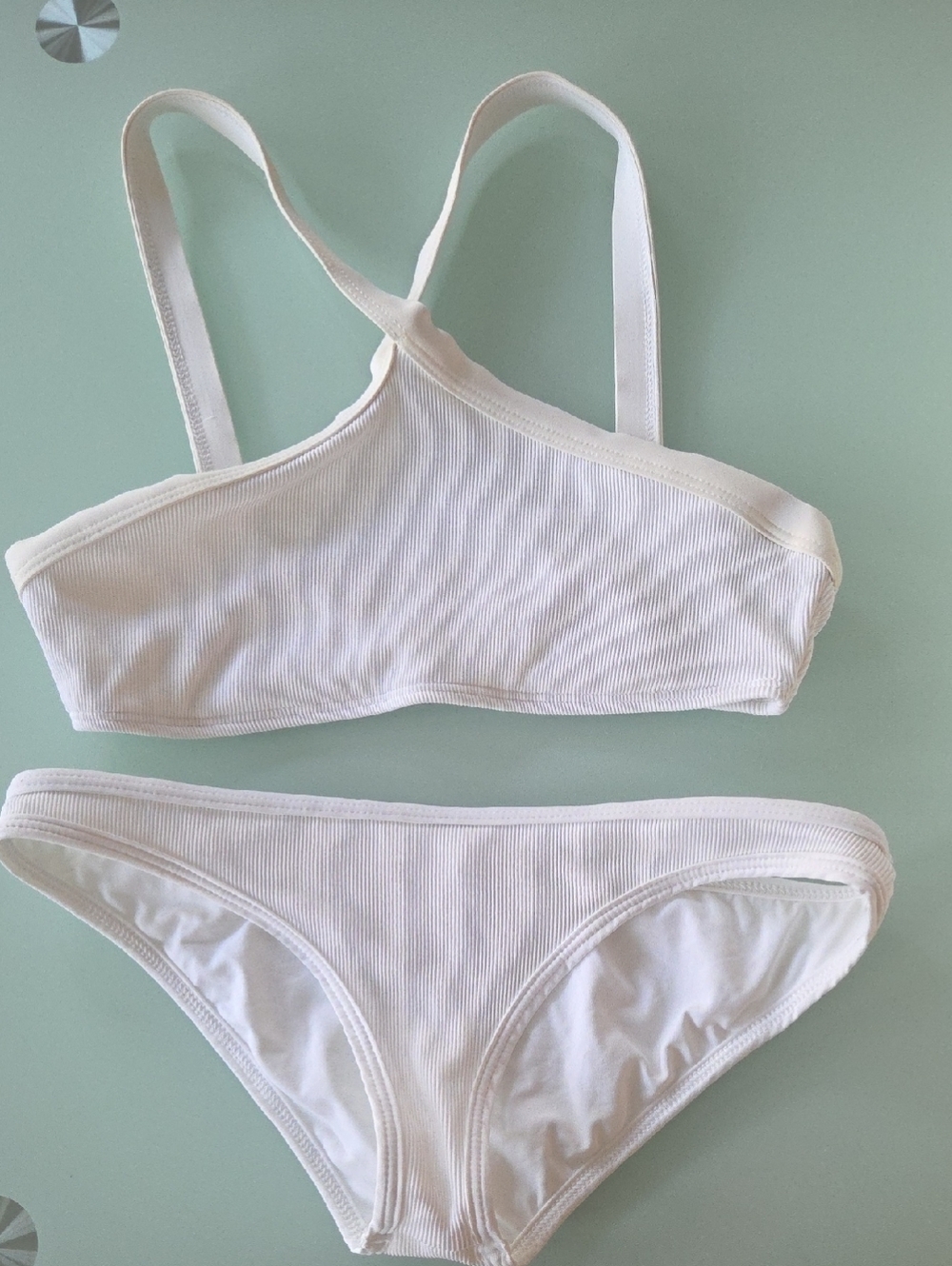 l*space White Ribbed Bikini Set